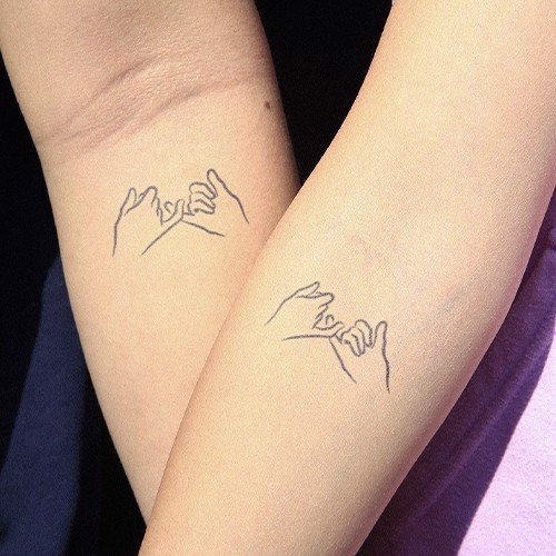 Hello on Instagram: “Pinky swear classic for some sisters! 😄” | Silhouette  tattoos, Hand poked tattoo, Minimal tattoo